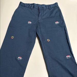 Men's Blue Embroidered Christmas Pants